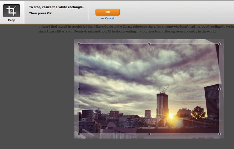 Classic Editor image crop tool